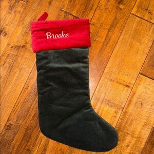 Pottery Barn BROOKE Classic Velvet Christmas Stocking RED & Green New!